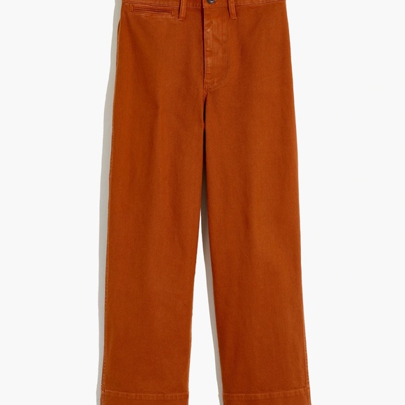 Madewell Slim Emmett Wide-Leg Crop Canvas Jeans Burnt Orange 33P - Picture 4 of 11